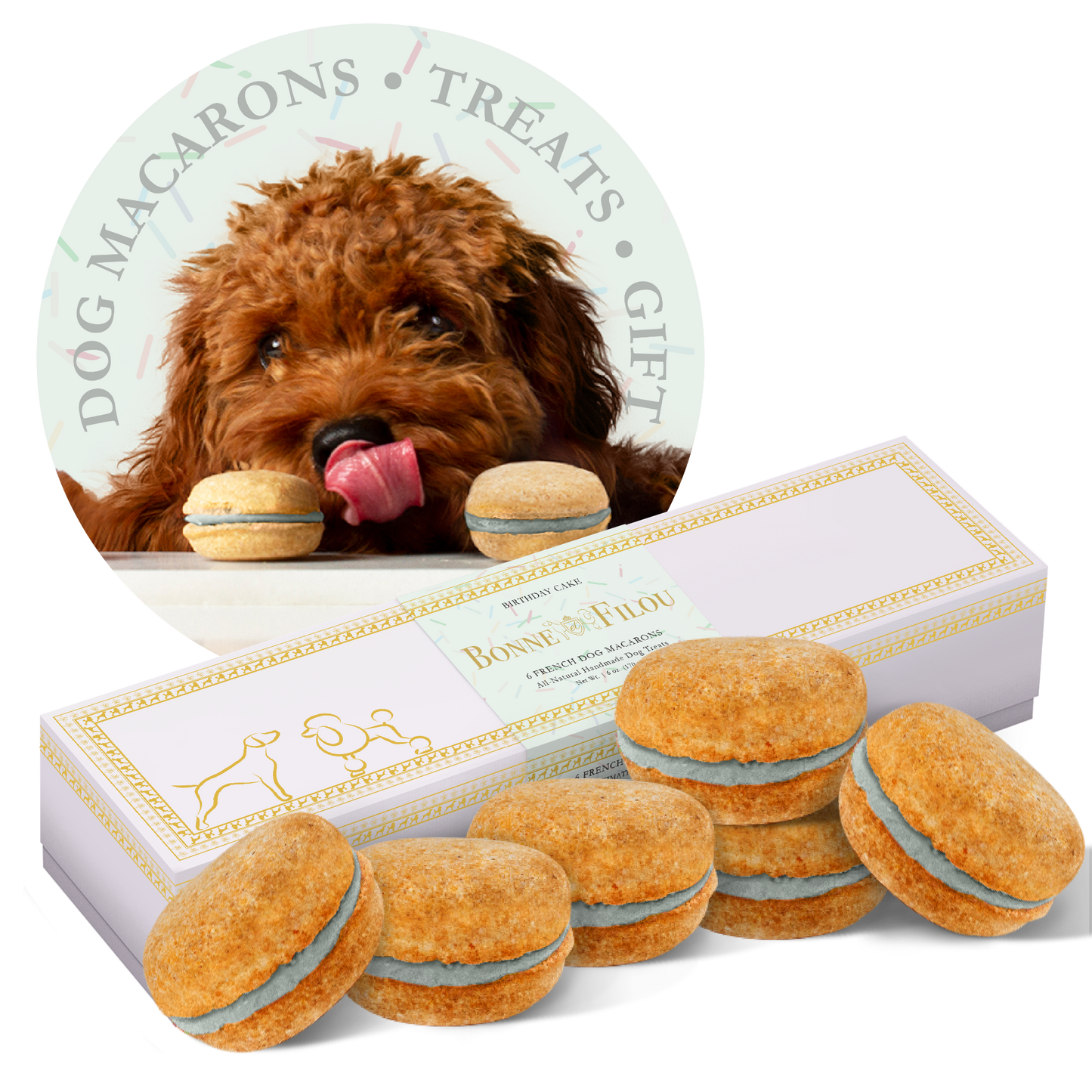 Bonne et Filou Dog Macarons (Box of 6)