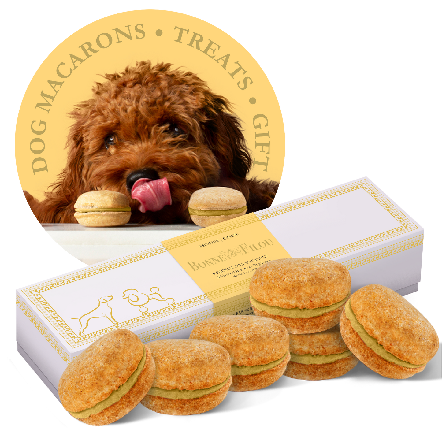 Bonne et Filou Dog Macarons (Box of 6)