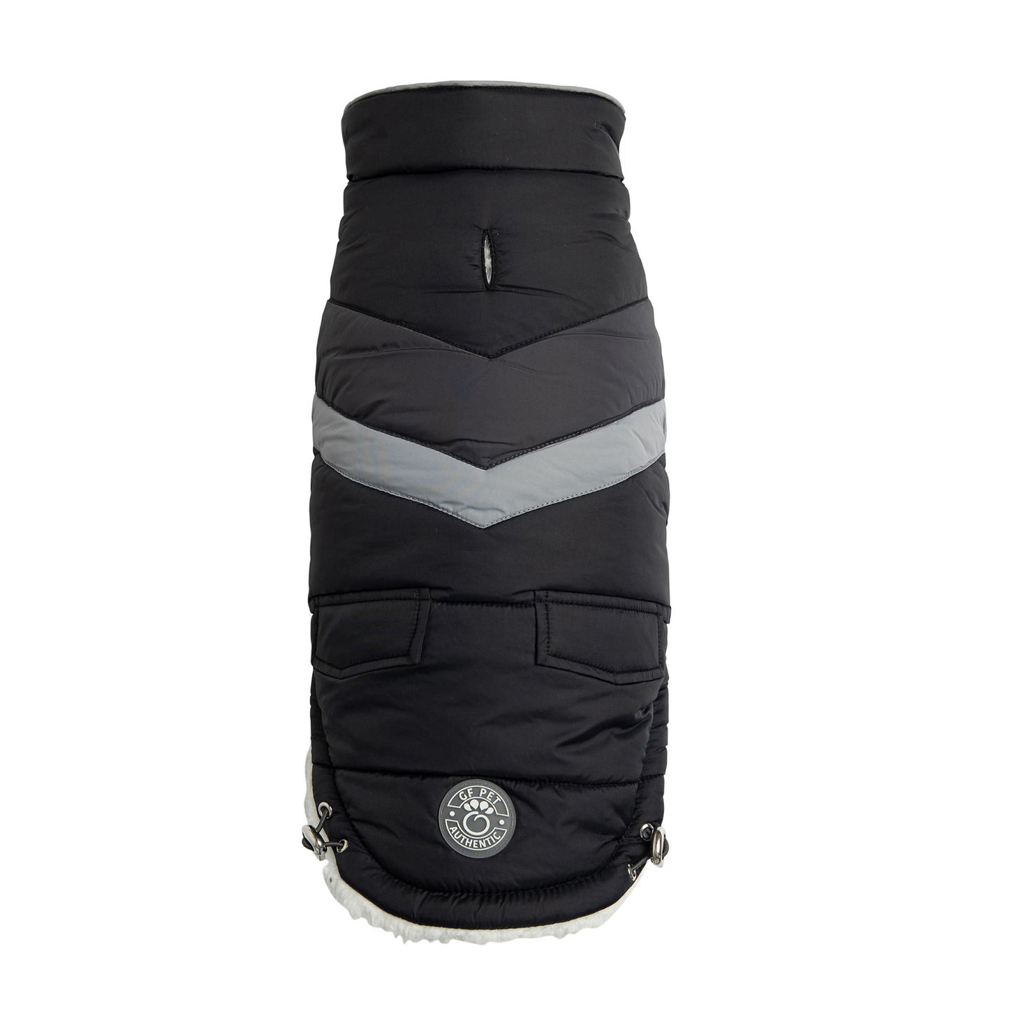 Puffer alpino GF Pet® - Negro | Diseño retro de Chevron, carcasa de nailon repelente al agua.