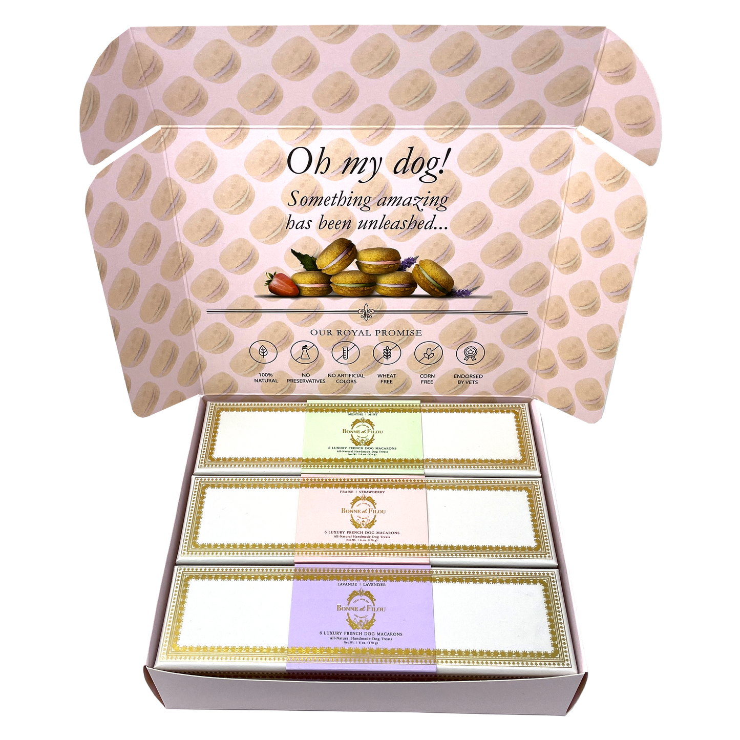 Bonne et Filou Dog Macaron Combo Gift Box (18 French Dog Macarons)