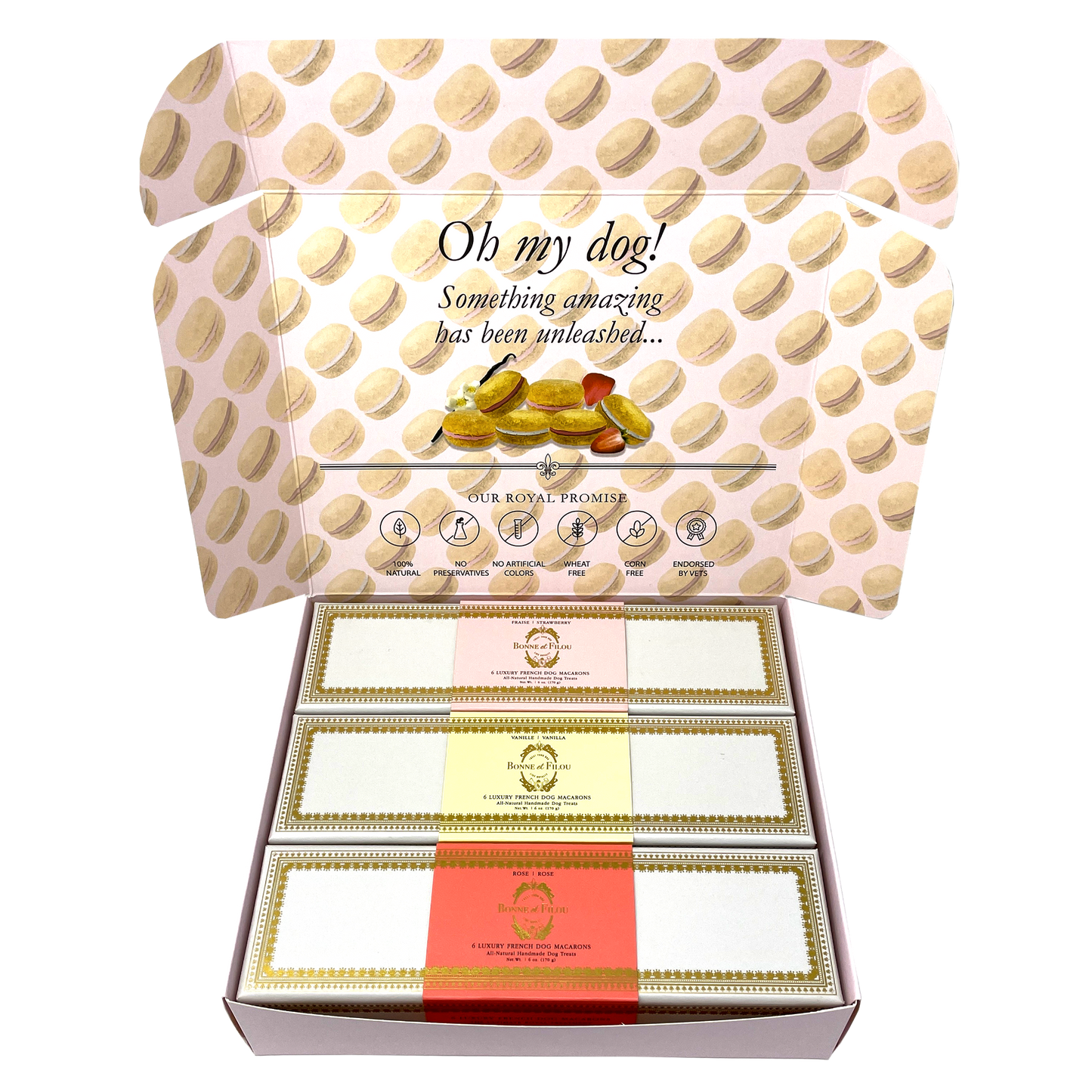 Bonne et Filou Dog Macaron Combo Gift Box (18 French Dog Macarons)