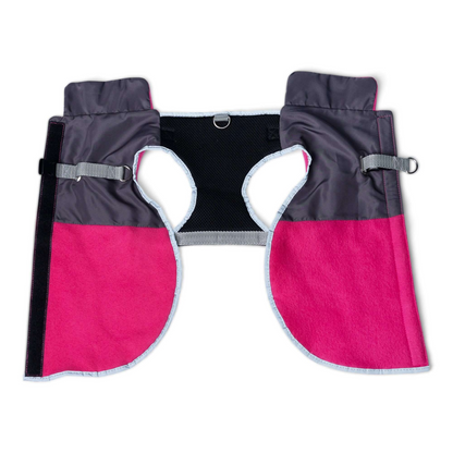 Chaqueta Polar Térmica para Perros 2 en 1 con Arnés Integrado - Fucsia