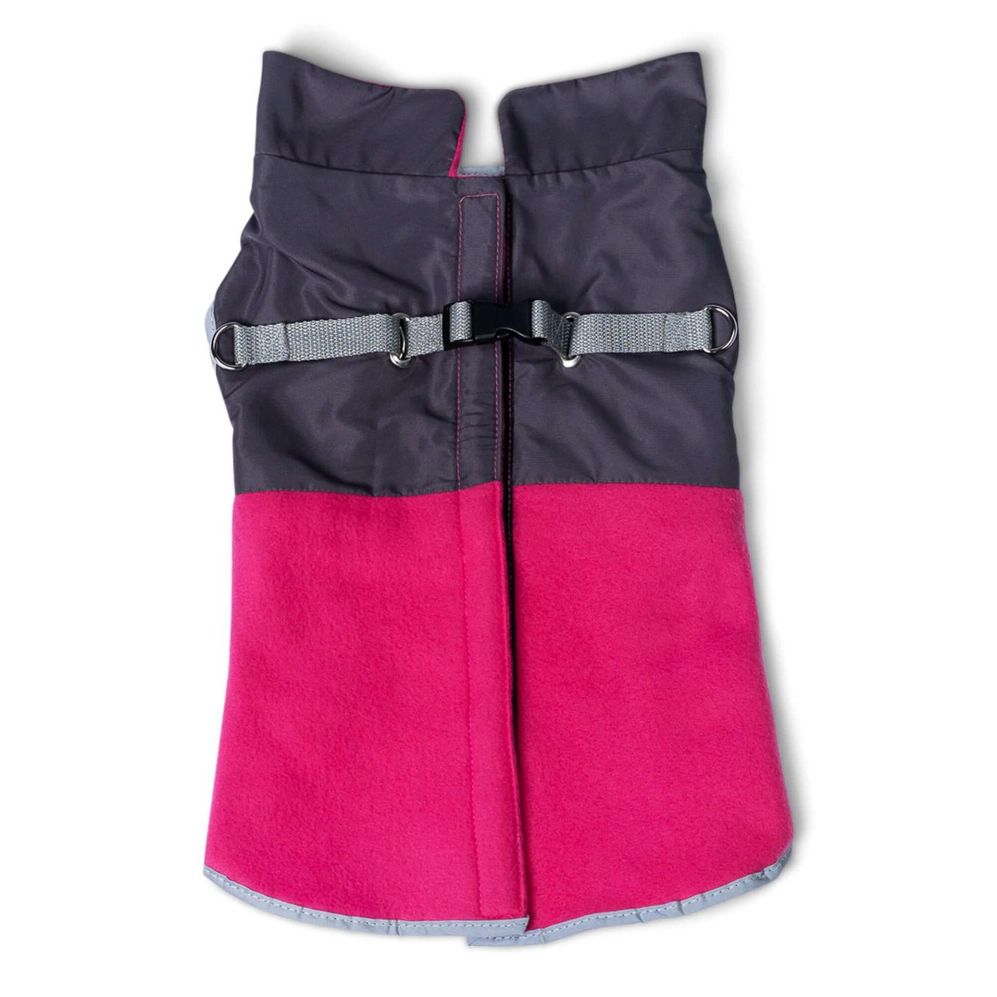 Chaqueta Polar Térmica para Perros 2 en 1 con Arnés Integrado - Fucsia