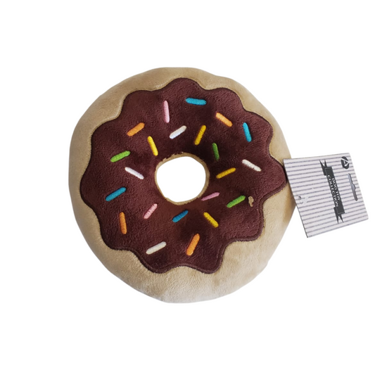 Juguete para perros de peluche con forma de donut de chocolate