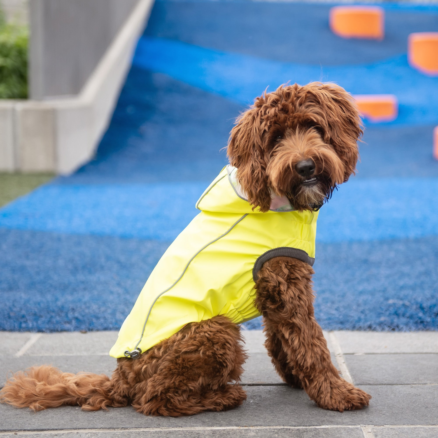 GF Pet Reversible Raincoat - Neon Yellow with Tie Dye