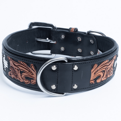 El Dorado Dog Collar: Hand-carved Genuine Argentinean Leather