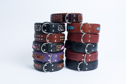 El Dorado Dog Collar: Hand-carved Genuine Argentinean Leather