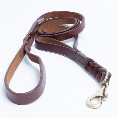 Genuine Leather Braided Dog Leash with Double Handle: Unrivaled Strength and Versatility