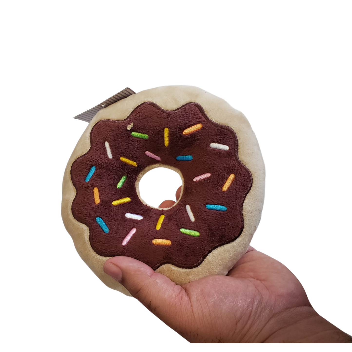 Juego interactivo de juguetes para perros de peluche con forma de donut (chocolate y fresa) 