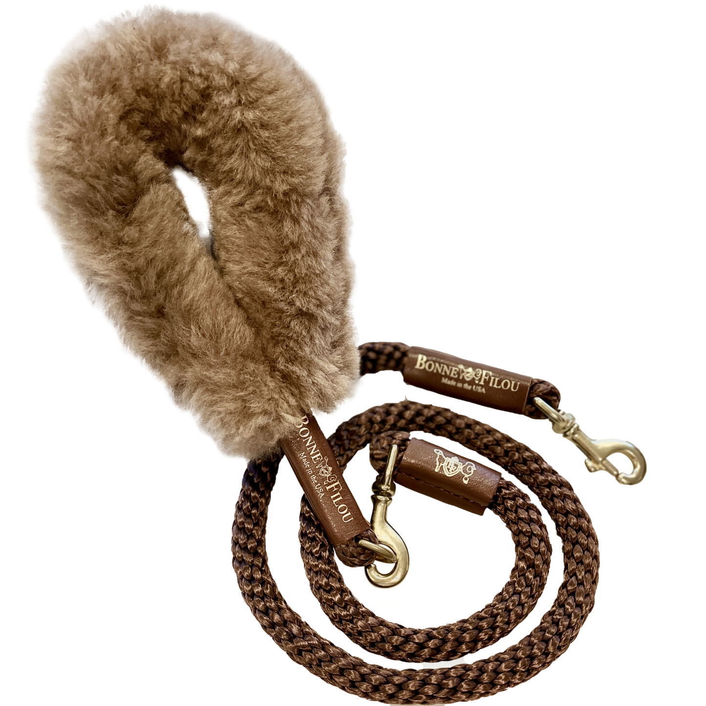 Bundle Shearling Fur Grip + Rope Leash for Dogs