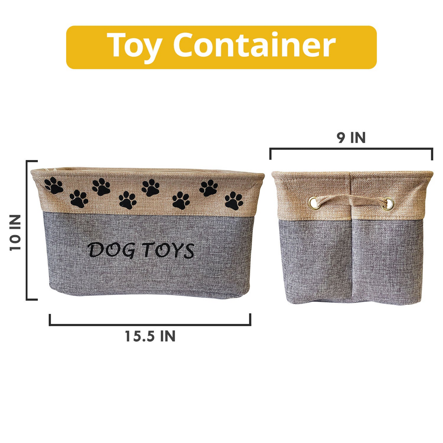 Collapsible Fabric Dog Toy Storage Basket - Pet Toy Bin