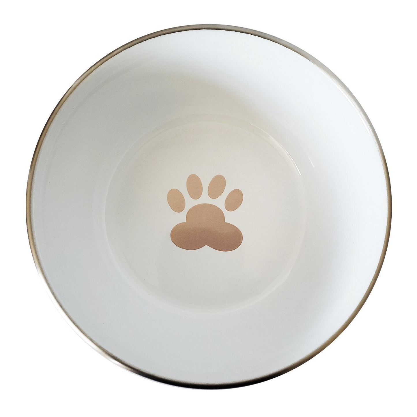 DUROBOLZ Deep Bowl with Rubber Bottom and Paw Print - Stainless Steel - Rose Gold