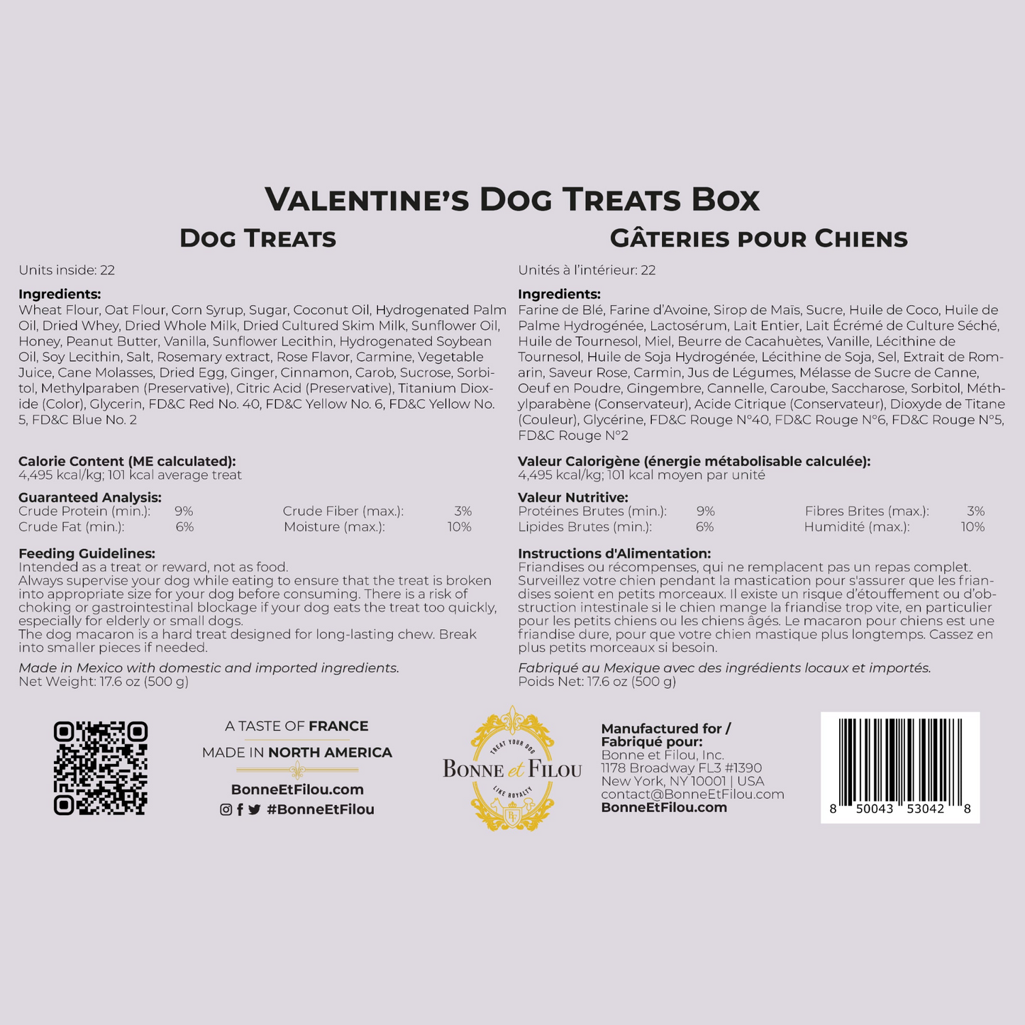 Bonne et Filou Valentine's Themed Dog Treats Box