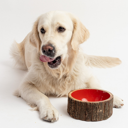 Cuenco para perros de madera de granja