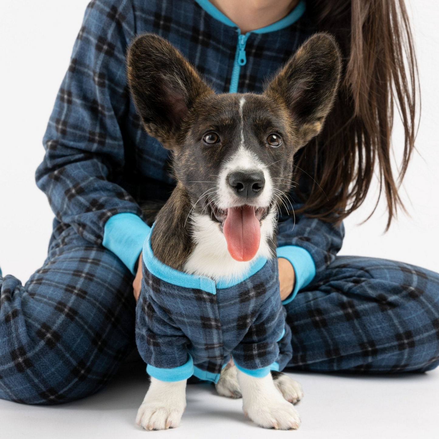 Plaid Dog Pajama - Blue