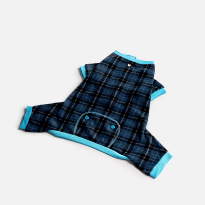 Plaid Dog Pajama - Blue