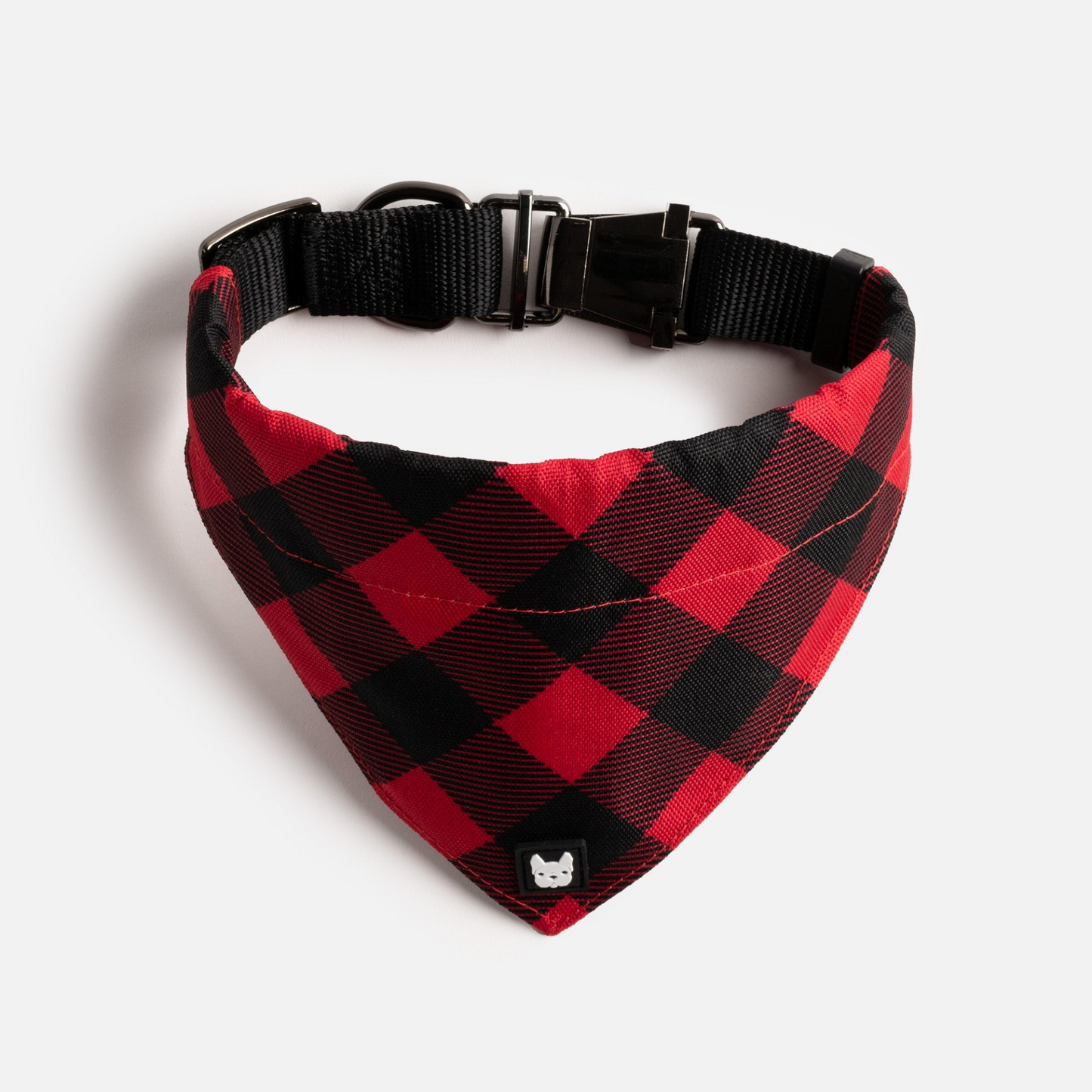 Collar para perro con bandana de popelina - Cuadros rojos