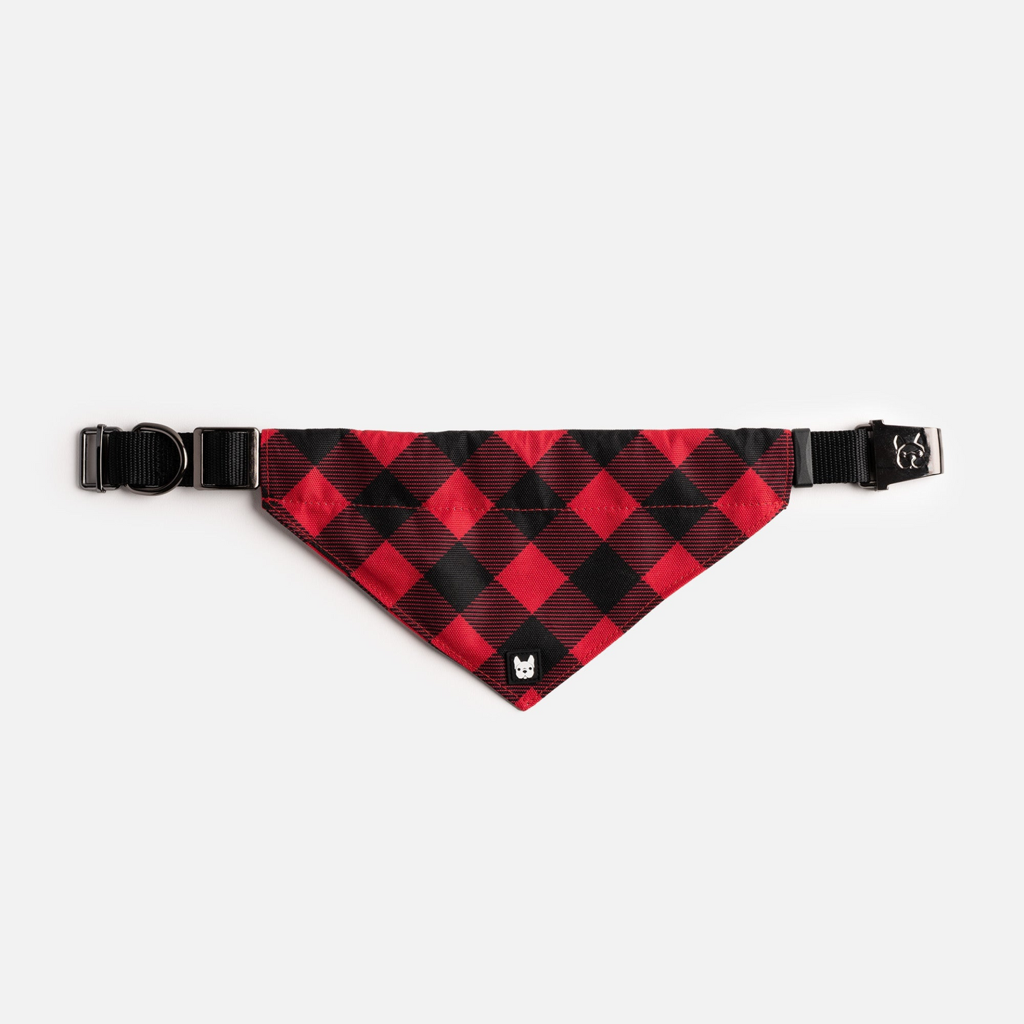 Collar para perro con bandana de popelina - Cuadros rojos