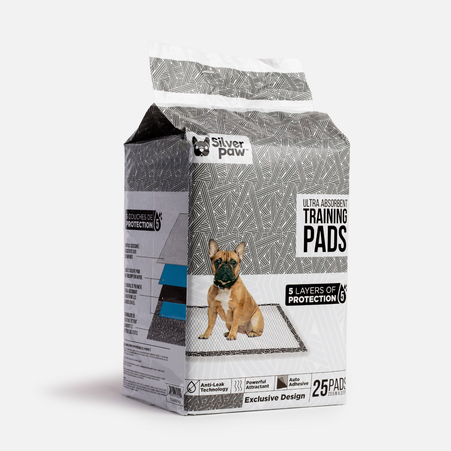 Printed Dog Training Pads - Black & White - 25 ct