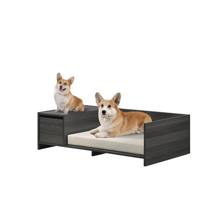 Esme Ash Gray 47" Wide Modern Comfy Pet Bed with Cushion and Side Storage Compartment