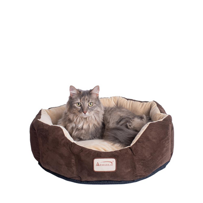 Cama para mascotas Armarkat beige y moca para perros extra pequeños - Modelo C01HKF/MH con cojín de relleno suave de poliéster