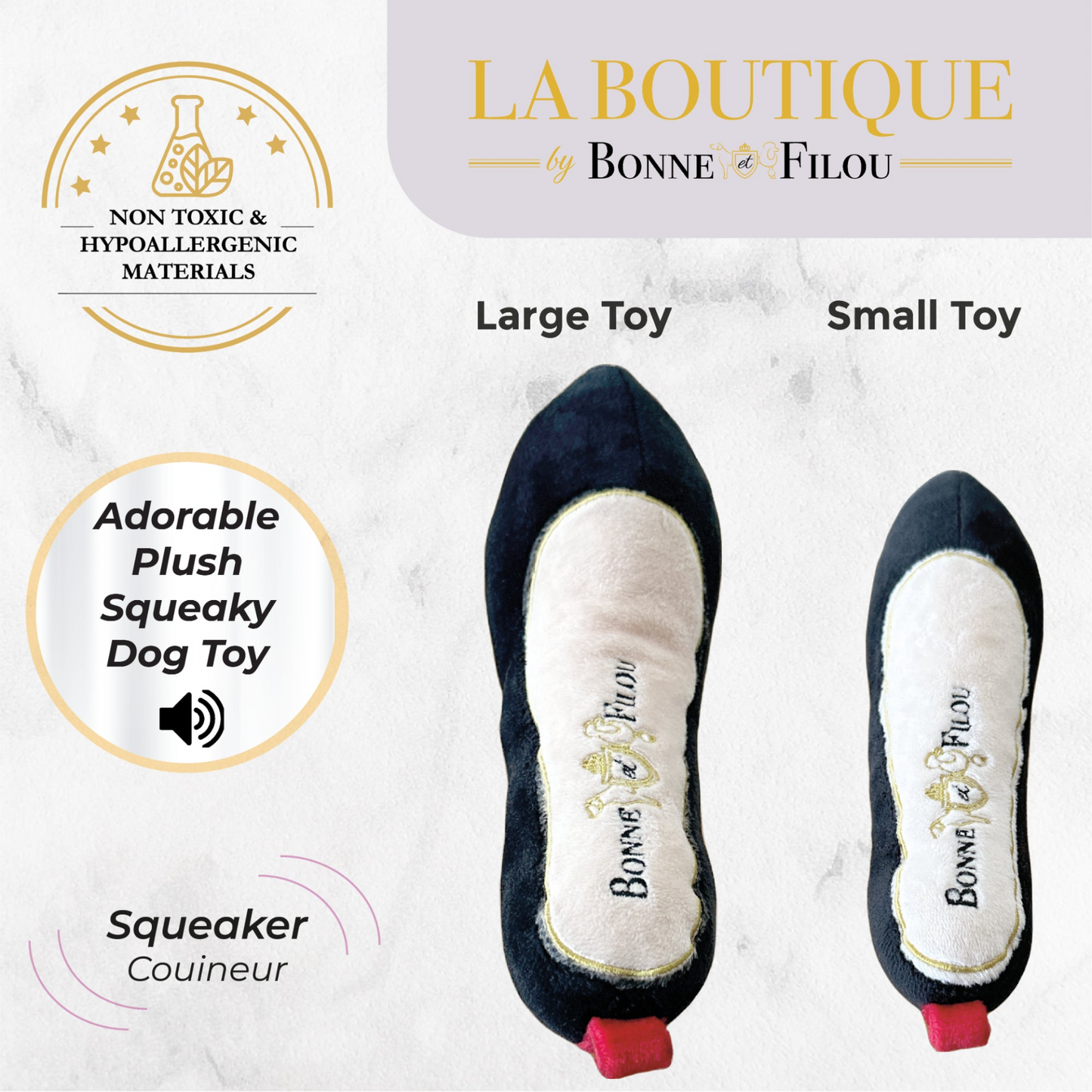 Bonne et Filou Red Heel Squeaky Dog Shoe Toy