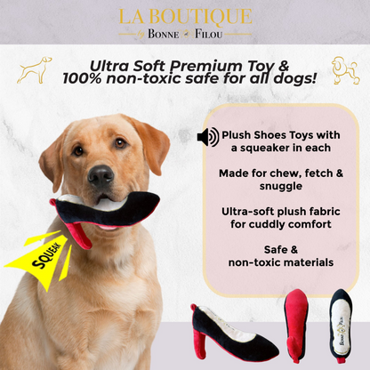 Bonne et Filou Zapato de juguete para perros con tacón rojo chirriante