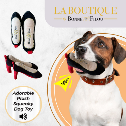 Bonne et Filou Zapato de juguete para perros con tacón rojo chirriante