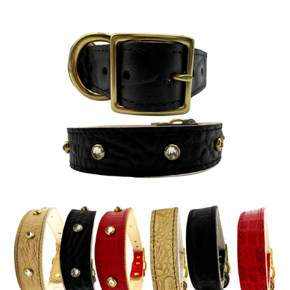 Bonne et Filou Premium Croc Leather Dog Collar