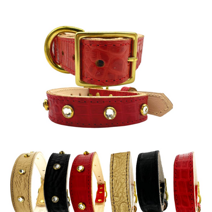 Bonne et Filou Premium Croc Leather Dog Collar