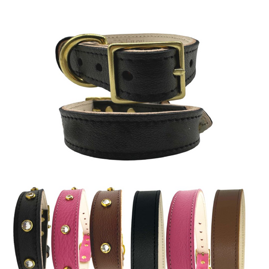 Bonne et Filou Plain Leather Dog Collar