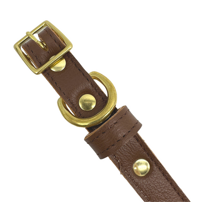 Bonne et Filou Plain Leather Dog Collar