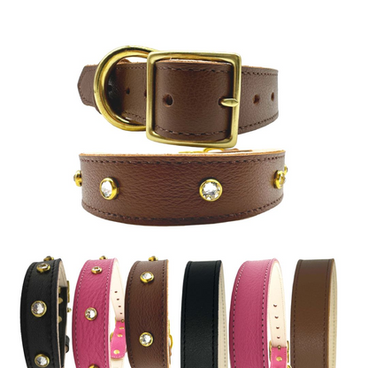 Bonne et Filou Plain Leather Dog Collar