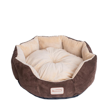 Cama para mascotas Armarkat beige y moca para perros extra pequeños - Modelo C01HKF/MH con cojín de relleno suave de poliéster