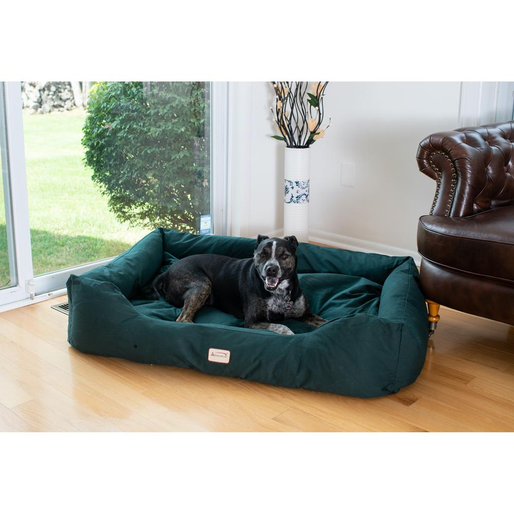 Cama grande para mascotas con refuerzo verde laurel - Armarkat D01FML-L