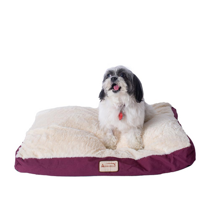 Armarkat Modelo M02HJH/MB-M Tapete mediano para cama para mascotas con cojín de relleno de poliéster en color burdeos y marfil