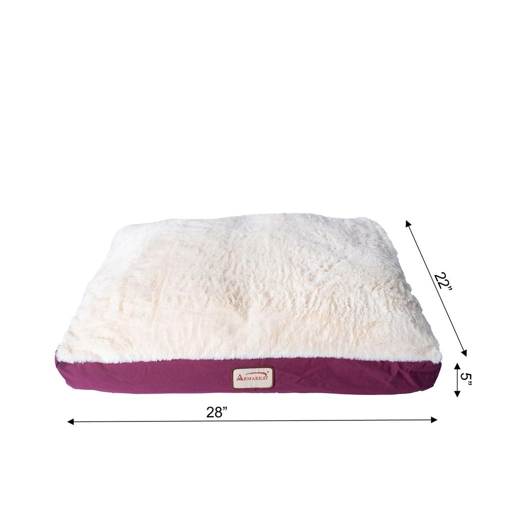 Armarkat Modelo M02HJH/MB-M Tapete mediano para cama para mascotas con cojín de relleno de poliéster en color burdeos y marfil