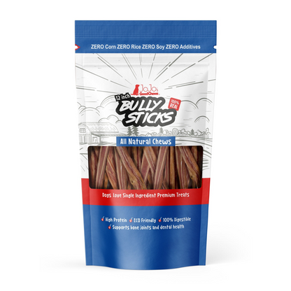 Golosinas para perros totalmente naturales Beef Bully Stick - Estándar de 12" (paquete de 4)