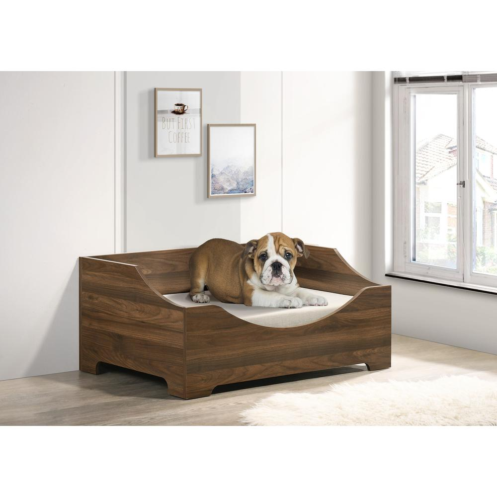 Gibson Brown Alder Wood Finish 36" Wide Modern Dog Bed with Comfy Cushion