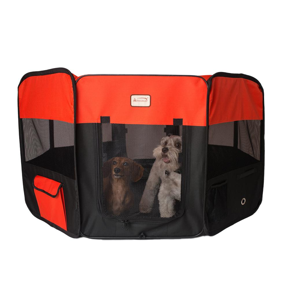 Armarkat PP002R-XL Parque portátil para mascotas - Combo negro y rojo, tamaño extra grande