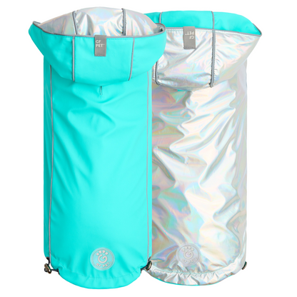 Chubasquero reversible GF Pet - Neon Aqua con iridiscente