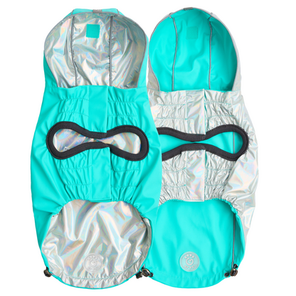 Chubasquero reversible GF Pet - Neon Aqua con iridiscente