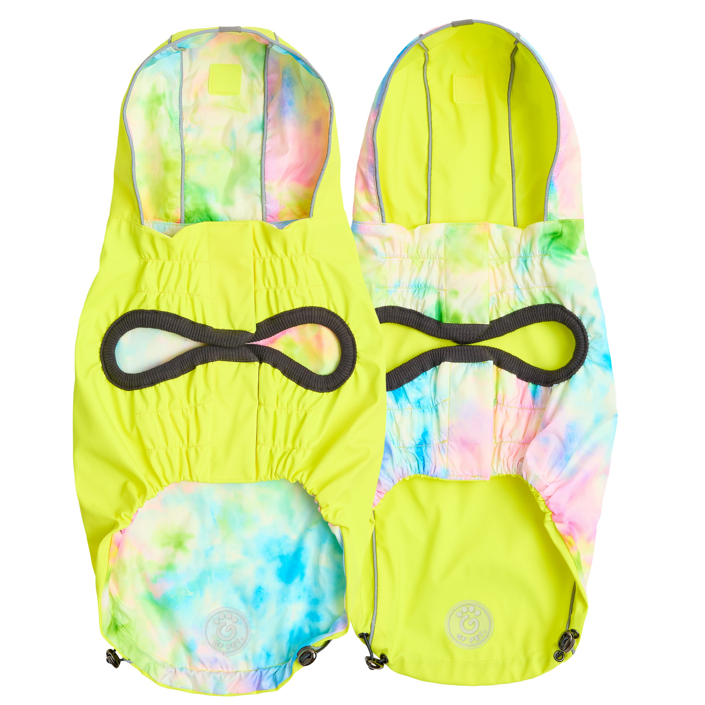 GF Pet Reversible Raincoat - Neon Yellow with Tie Dye