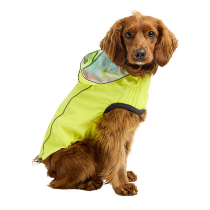 GF Pet Reversible Raincoat - Neon Yellow with Tie Dye