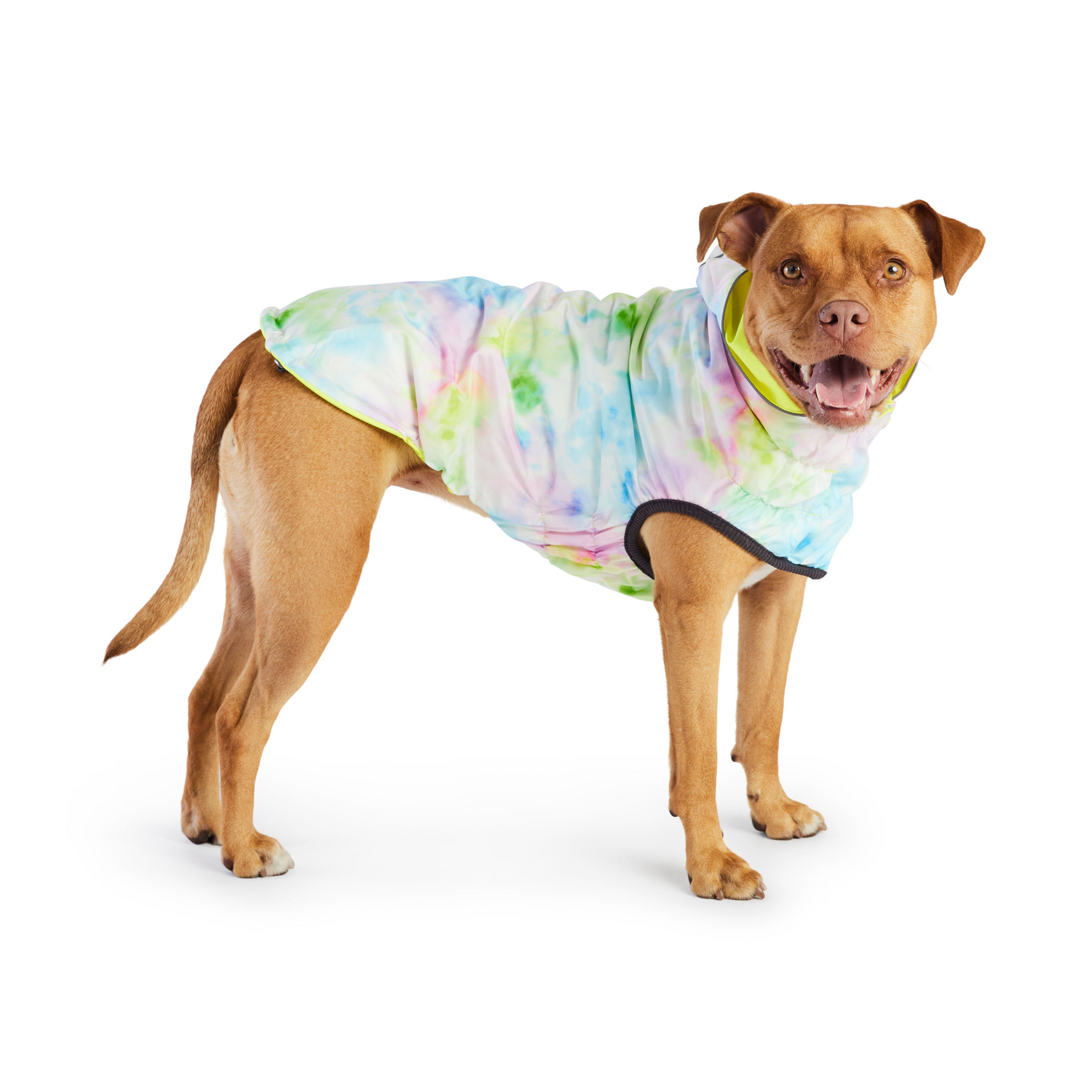 GF Pet Reversible Raincoat - Neon Yellow with Tie Dye