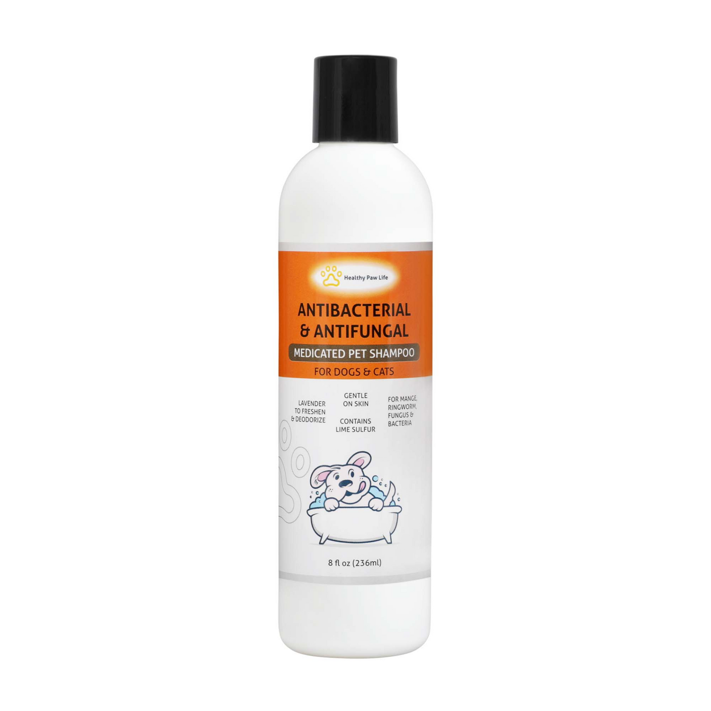 Champú para mascotas Healthy Paw Life Lime Sulphur - Fórmula medicada antifúngica y antibacteriana