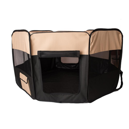 Armarkat PP003BGE-XL Parque portátil para mascotas - Combo negro y beige, tamaño extra grande