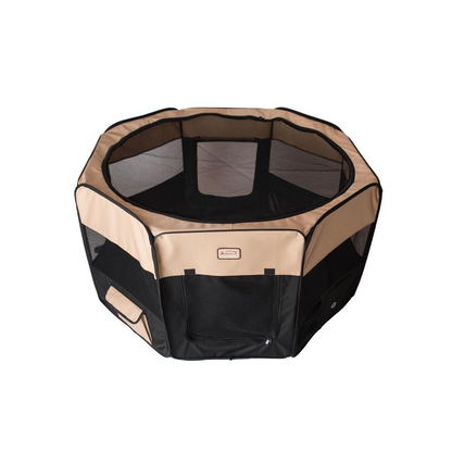 Armarkat PP003BGE-XL Parque portátil para mascotas - Combo negro y beige, tamaño extra grande