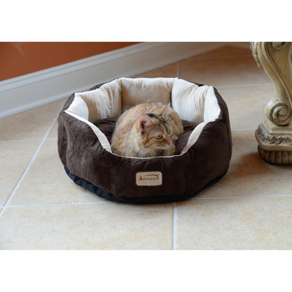 Armarkat Beige & Mocha Pet Bed for Extra Small Dogs - Soft Polyfill Cushion