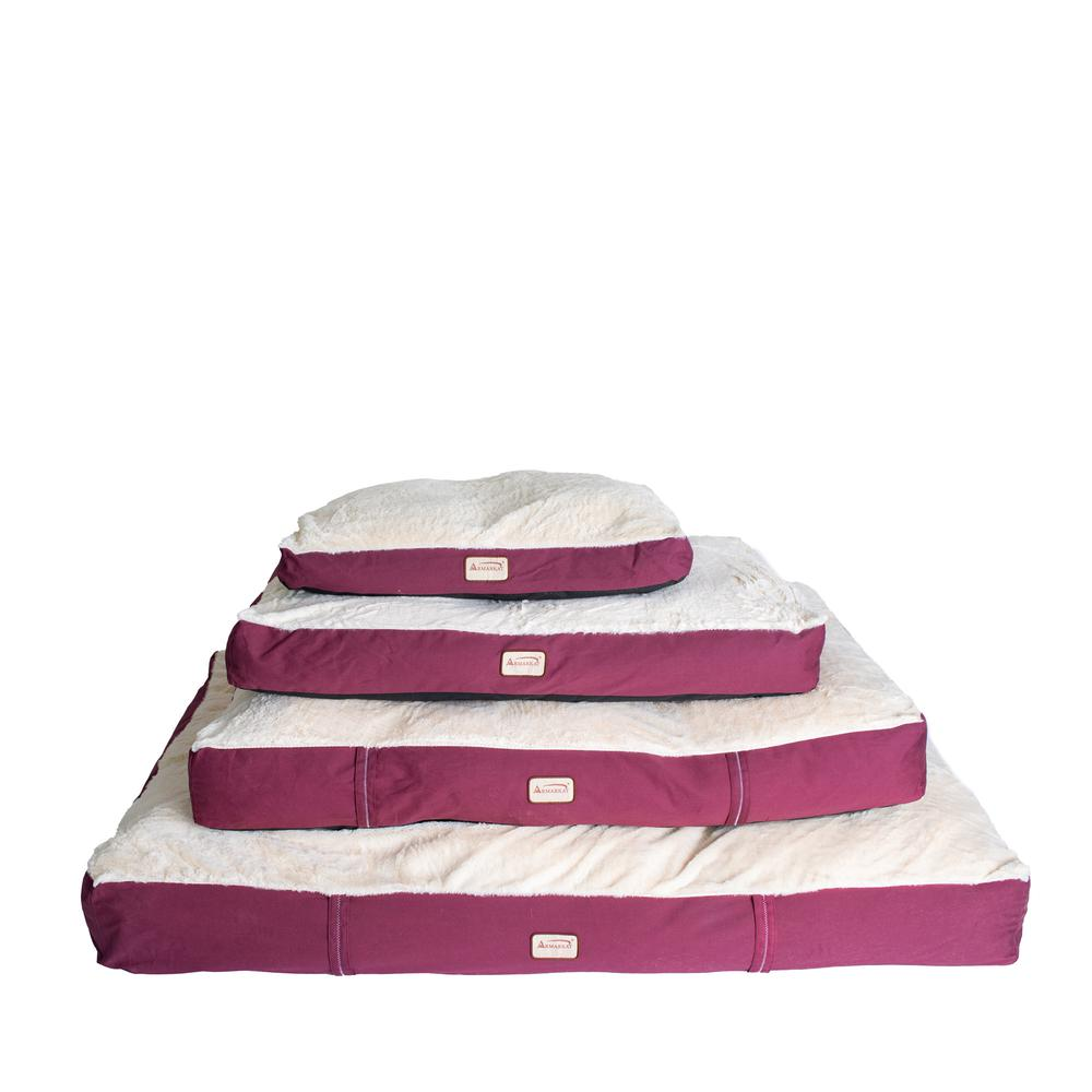 Large Ivory & Burgundy Pet Bed Mat by Armarkat - Luxurious Poly Fill Cushion for Dogs